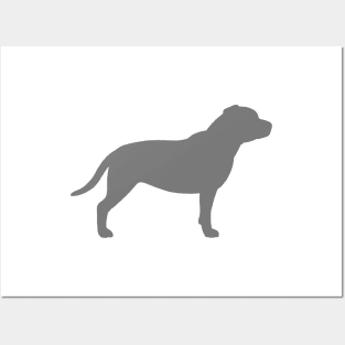 Grey Staffordshire Bull Terrier Silhouette Posters and Art